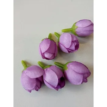 umělá květina Růže - poupátko 2 cm, středně fialová, textilní dekorace, květina