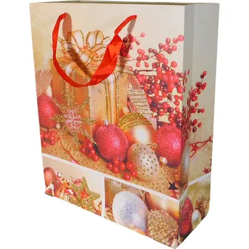 Dárková taška Dárková taška střední vánoční se třpytkami (0084B)