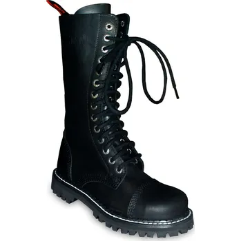 Moto obuv boty kožené KMM 14 dírkové crazy černé Velikost: 38, Provedení: bez zipu