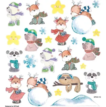 samolepka DP Craft Glitrové nálepky - Veselá zvířátka, 24ks