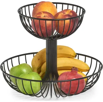 Kulatý košík na ovoce, 2-patrový, O 32 x 26 cm, černý , ZELLER