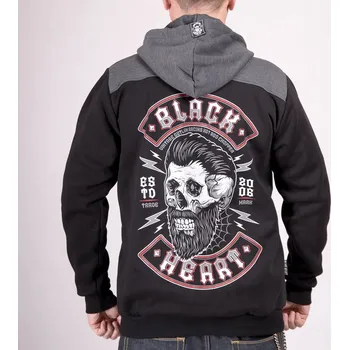 Pánská mikina Pánská Mikina BLACK HEART BEARD SKULL Barva: Černá, Velikost: M