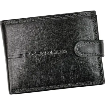 Kabelka Černá kožená peněženka Harvey Miller Polo Club 1530260 s upínkou