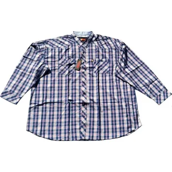 Pánská košile Kamro 23664/259 modrá kostkovaná dlouhý rukáv 7XL - 8XL Kamro ODE-KAM-23664-259 - 8XL