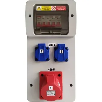 Rozvaděč Stavební rozvaděč s jističi SRZ 21310 - 1x400V/16A 5P + 2x230V, IP44
