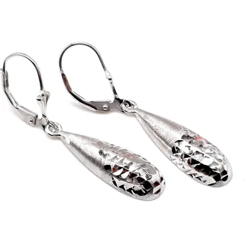 Náušnice Visací stříbrné náušnice s matnou a lesklou úpravou