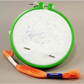 Výtvárné potřeby Dětská předloha na vyšívání s plastovým rámečkem - delfín - průměr 10 cm