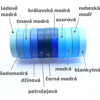 Náplň do diáře CuteArt Barevná washi páska - modré odstíny Barva dle výběru: tmavě modrá
