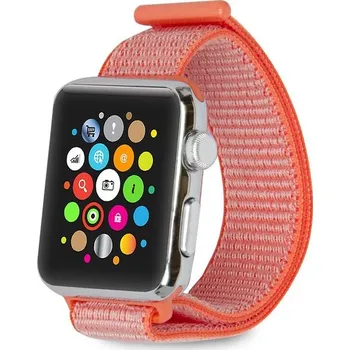 Příslušenství k chytrým hodinkám eses Nylonový řemínek pro Apple Watch - Oranžovo červený 42mm, 44mm, 45mm, 49mm