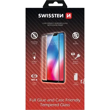 Tvrzené sklo (Tempered Glass) SWISSTEN Case Friendly pro Apple iPhone 13 Pro Max / 14 Plus - 2,5D - černý rámeček - 0,3mm