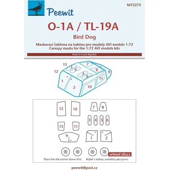 Plastikový model Peewit 1/72 Canopy mask O-1A/TL-19A Bird Dog (AVIM)