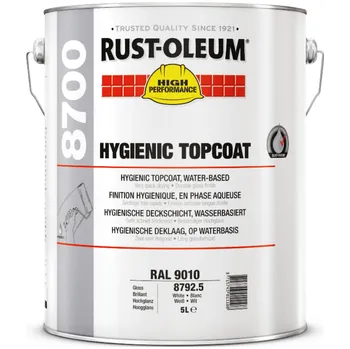 barva na zeď Protiplísňová vodouředitelná vrchní lesklá barva na stěny a stropy Rust-Oleum 8700 WB Hygienic Wall Coating 5 litrů bílá