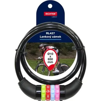 Visací zámek RICHTER Zámek RL.427-3, lankový , 10 x 650, černý