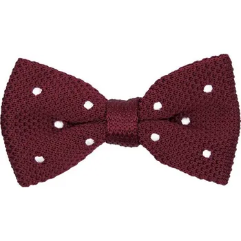Motýlek Bubibubi Vínový pletený motýlek s puntíky