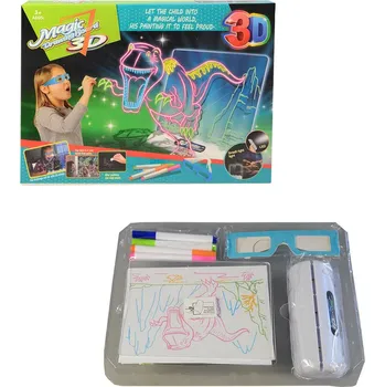 Magnetická kreslící tabulka BAREVNÁ, SVÍTÍCÍ 3D TABULKA