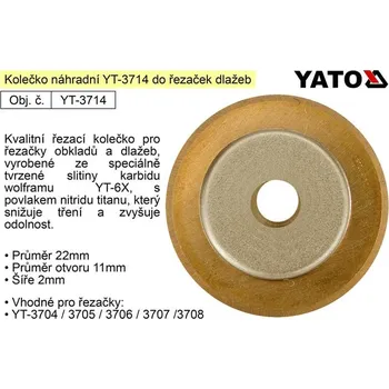 Kolečko řezací náhradní YT-3714 pro řezačky dlažeb