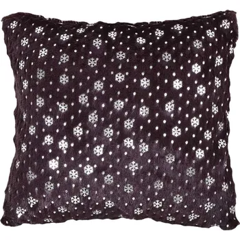 Polštář Návlek na polštář, Plyšový se stříbrnými vločkami, tmavě hnědý, 40 x 40 cm
