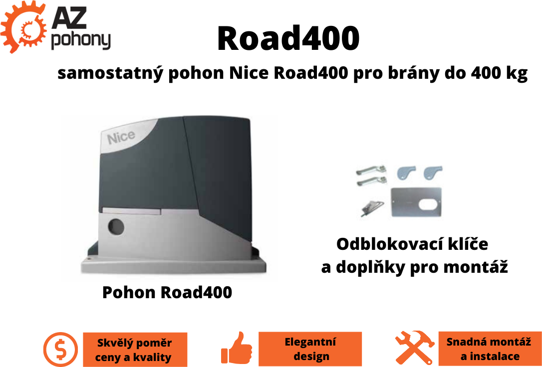 Road400 - samostatný pohon Nice Road400 pro brány do 400 kg