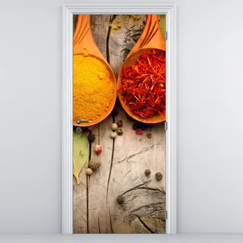 Fototapeta LuxusniObrazy.cz Fototapeta na dveře - Koření na dřevě