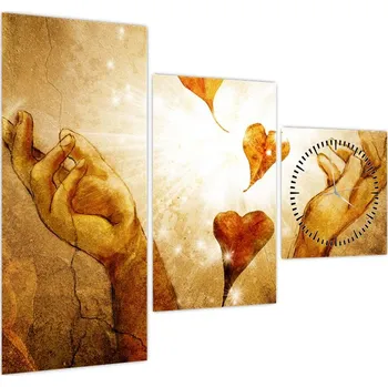 Obraz LuxusniObrazy.cz Obraz - Malba rukou plných lásky (s hodinami)