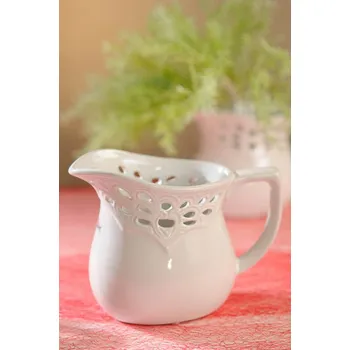 Váza Paramit KRAJKA Džbánek porcelánový 16 cm bílá