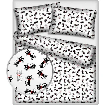 Povlečení Olzatex Černobílé kočky 140 x 200, 70 x 90 cm zipový uzávěr