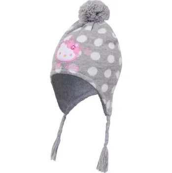 Čepice Šedá čepice s bambulí Hello Kitty - velikost 48