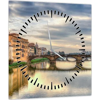 Obraz LuxusniObrazy.cz Obraz - Most přes řeku (s hodinami)