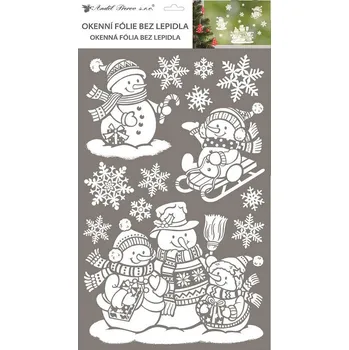 Okenní dekorace Anděl Přerov Okenní fólie s glitry 32 x 59 cm sněhuláci
