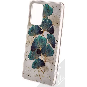 Pouzdro na mobilní telefon 1Mcz Gold Glam Lístky TPU ochranný kryt pro Samsung Galaxy A72, Galaxy A72 5G bílá zelená (white green)