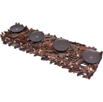 Lucerna Vingo Adventní svícen dlouhý - hnědý, 52 x 15 cm