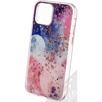 Pouzdro na mobilní telefon 1Mcz Gold Glam Galaxie TPU ochranný kryt pro Apple iPhone 12, iPhone 12 Pro tmavě modrá růžová (dark blue pink)