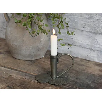 Svícen Bronzový antik svícen na úzkou svíčku Leaves - 13*12*9cm