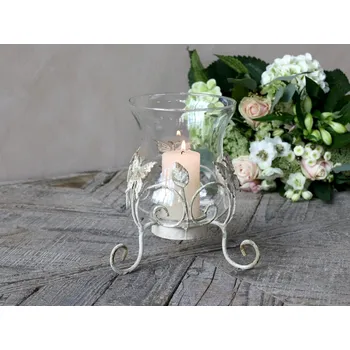 Svícen Kovový krémový vintage svícen Butterfly - Ø19*21cm