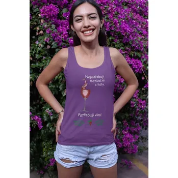 Dámské tílko Potřebuji víno Barva: Fialová, Velikost: XL