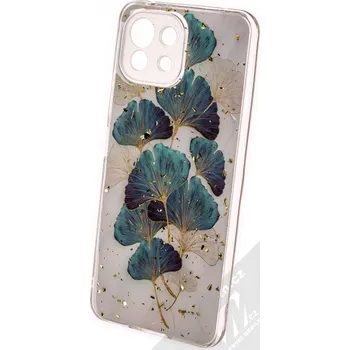 Pouzdro na mobilní telefon 1Mcz Gold Glam Lístky Skinny TPU ochranný kryt pro Xiaomi Mi 11 Lite, Mi 11 Lite 5G bílá zelená (white green)