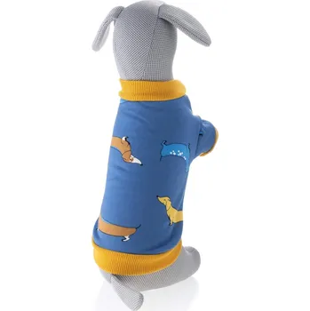 Obleček pro psa Vsepropejska Pogo mikina pro psa s potiskem Barva: Modrá, Délka zad (cm): 30, Obvod hrudníku: 40 - 44 cm