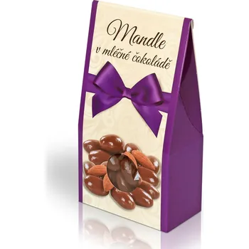 Čokoláda Selllot, s.r.o., K Hájům 34, 155 00 Praha 5 - Vyrobeno v Nizozemí Mandle v mléčné čokoládě 150g (stříška)