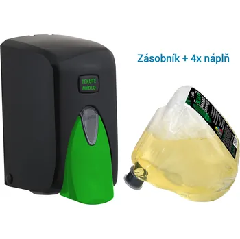 Čistící mýdlo ISOFA SOAP Profi dílenské mýdlo na ruce 4 x 650g, TEAM - sada se zásobníkem (zelená)