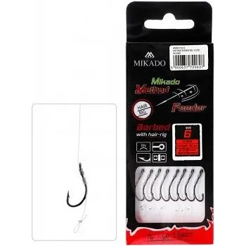 Rybářský háček MIKADO Návazec - METHOD FEEDER 10 cm s vlasem – háček : 18 / Vlasec : 0.18 mm 8 ks HMFB11W-18