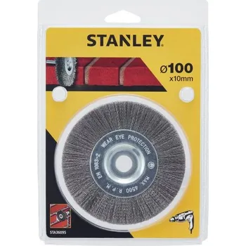 STA36095 STANLEY OKRUŽNÍ OCELOVÝ VLNITÝ KARTÁČ DO VRTAČKY ⌀ 100MM X 10MM, UPÍNACÍ STOPKA ⌀ 6MM