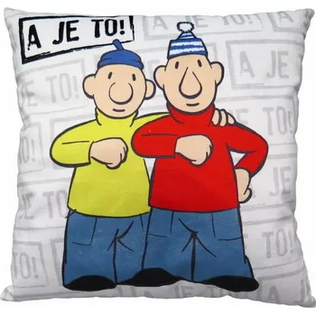 Dekorativní polštářek Moravská Ústředna Brno Polštář Pat a Mat 30 x 30 cm bílý