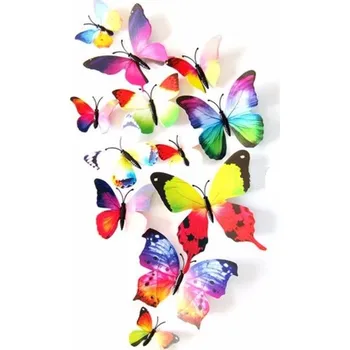Samolepící dekorace Živá Zeď Barevní 3D Motýlci Vícebarevní12 ks