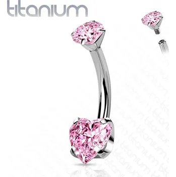Piercing Piercing do pupíku srdíčko - TITAN (růžová)
