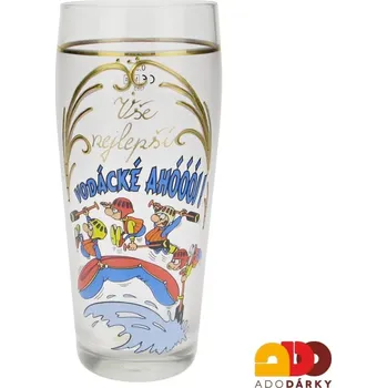 Sklenice Půllitr "Vše nejlepší - Vodácké ahóóój!" 0,5 l (Skleněný půllitr k výročí)