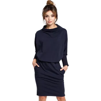 Dámské šaty B032 Šaty s kimonovými rukávy - tmavě modré EU S/M