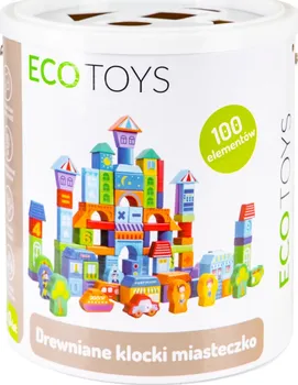 Dřevěná hračka EcoToys Dřevěné naučné kostky město 100 ks