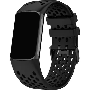 Příslušenství k chytrým hodinkám eses Silikonový řemínek dírkovaný pro Fitbit Charge 5 - Černý