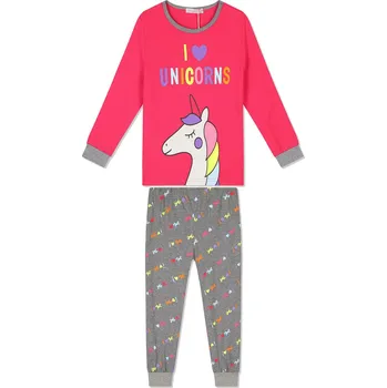 Dívčí pyžamo Dívčí pyžamo - KUGO MP1352, tmavší růžová/šedá Barva: Šedá, Velikost: 98