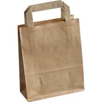 Nákupní taška Tašky papírové plochá ucha - hnědá / 180 x 80 x 250 mm